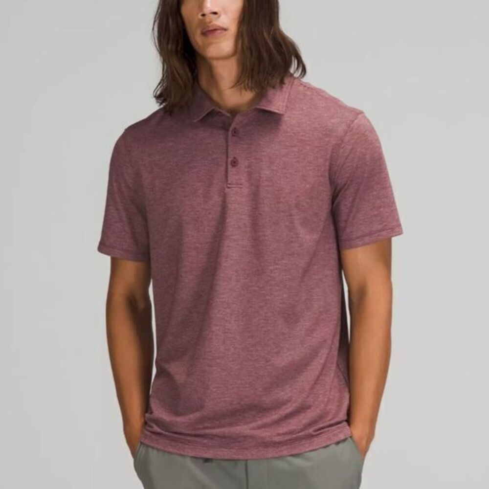 Lululemon Evolution Polo Shirt Mens Size Large Merlot Golf Performance Luxe